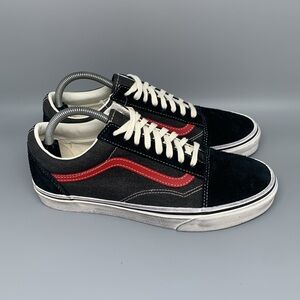 Vans Old Skool Black Red Low Top Skate Shoes Men’s Sz 9 Women’s Sz 10.5